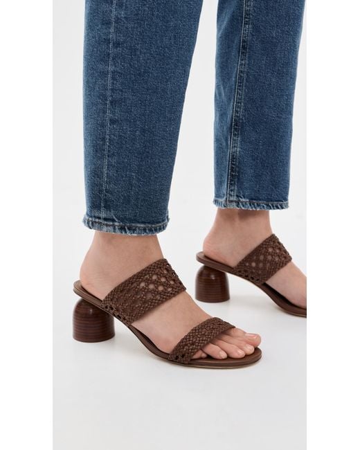 Larroude Brown Dew Drop Macrame Sandals
