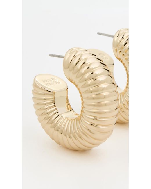 Kenneth Jay Lane White Textured Hoop Pierced Earrings