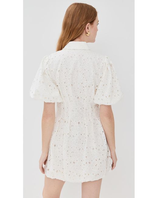 Jonathan Simkhai White Cleo Balloon Pintuck Mini Dress