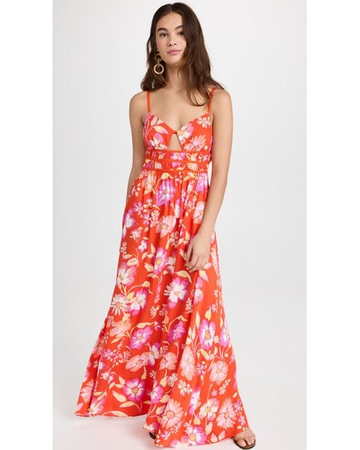 Free People Synthetic Wisteria Maxi Dress in Red | Lyst UK