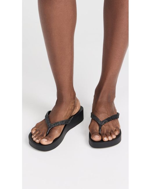 Ipanema Black Mesh Chic Platform Flip Flops