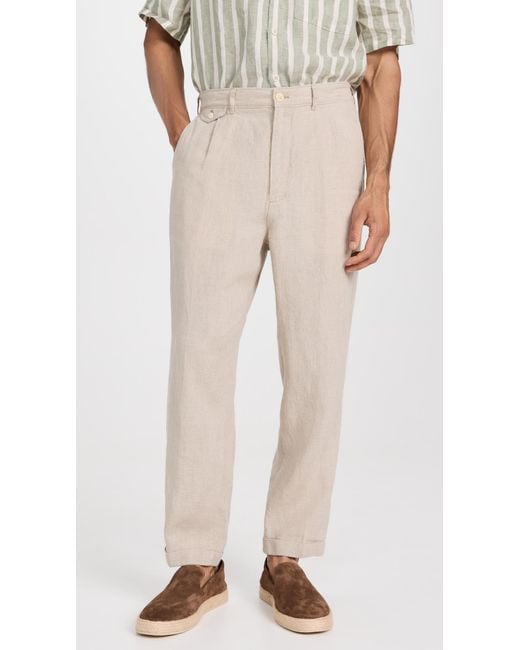 Alex Mill Natural Standard Pleated Pant In Linen for men