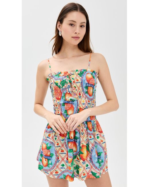 Damson Madder Multicolor Fleur Shirred Mini Dress