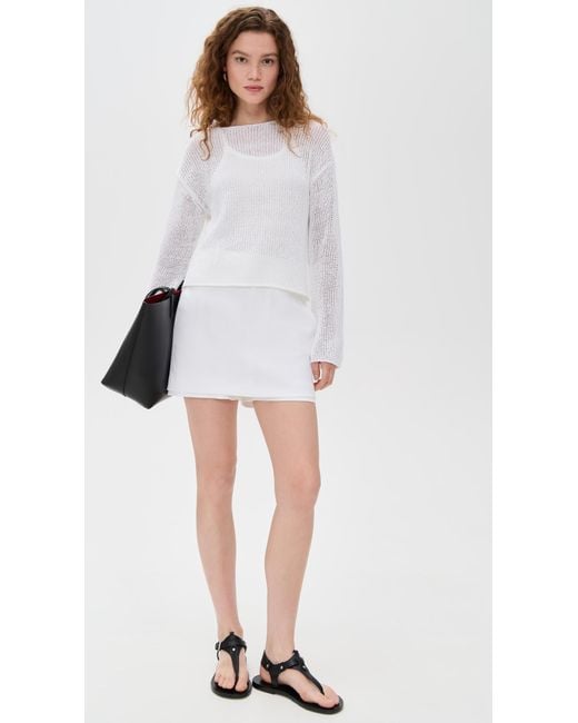 Vince White Coated Cotton Pullover