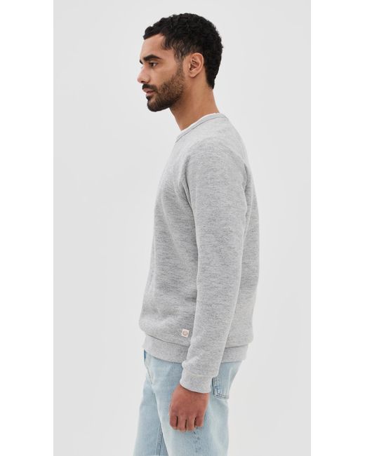 Marine Layer Gray Mock Twist Sherpa Crew Pullover for men