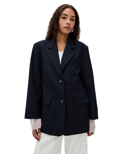 Simonett Blue Structured Sheer Cuff Blazer