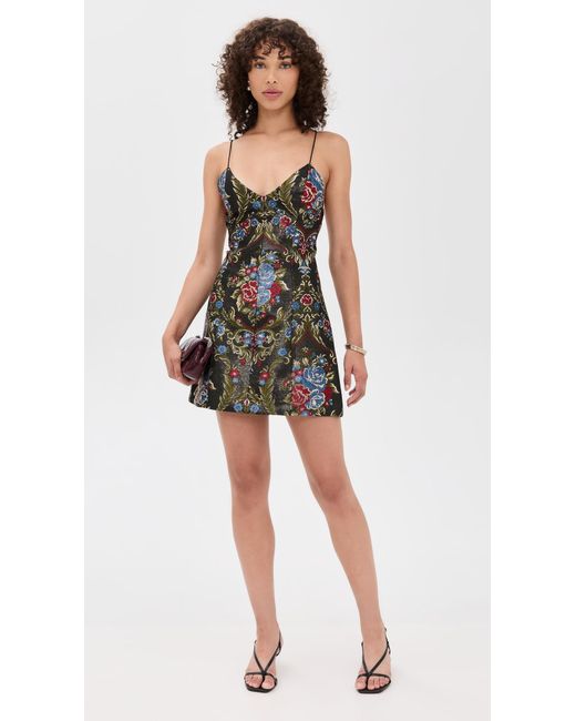 Alice + Olivia Black Tayla Floral Jacquard Structured Mini Dress