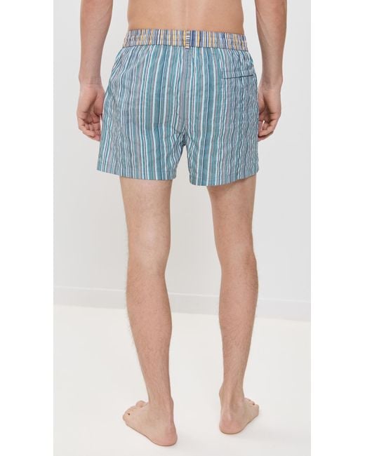 Paul Smith Blue Mixed Stripe Swim Shorts for men