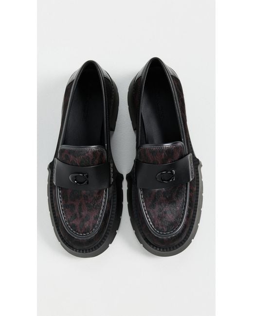 COACH Black Leah Platform Leopard Print Loafer