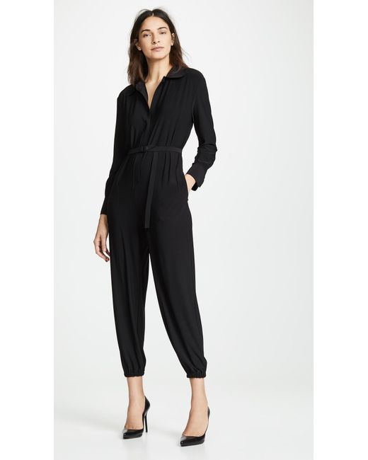 Womens Clothing Jumpsuits and rompers Full-length jumpsuits and rompers Norma Kamali Synthetic Alligator Long-sleeved Jumpsuit in Black 