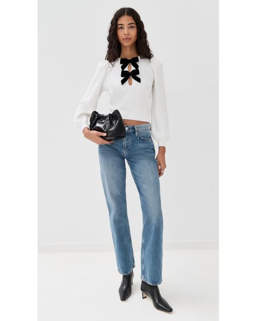 Alice + Olivia White Doris Pullover Sweater