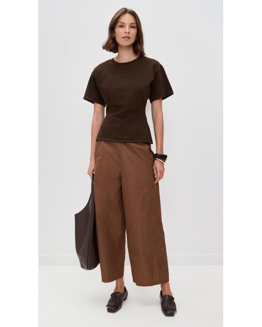 MEIMEIJ Brown Taffeta Pants With Elastic Waist