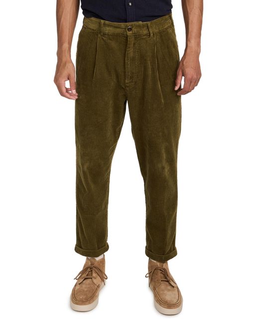 Alex Mill Green rugged Corduroy Pleated Pants for men