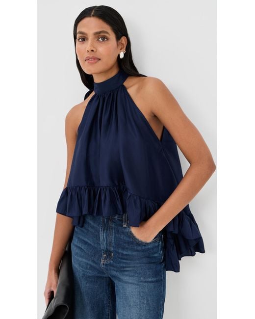 Azeeza Blue Plath Silk Top