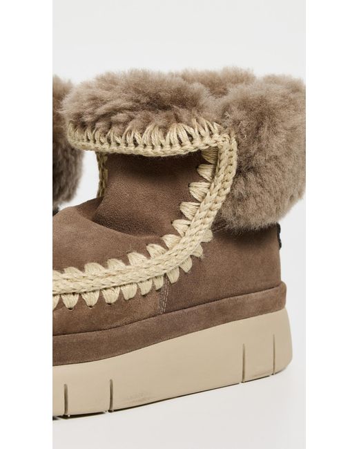 Mou White Bounce Furry Collar Boots