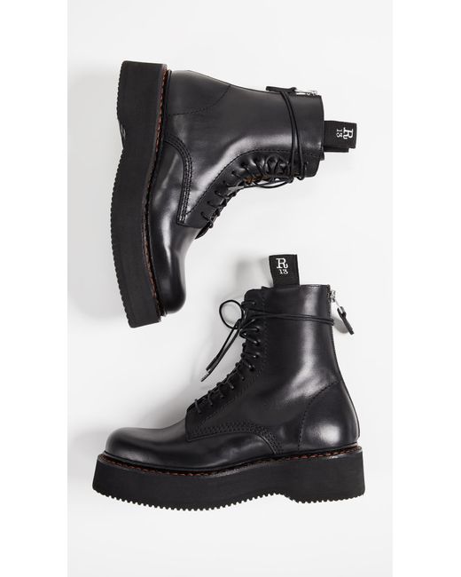 R13 Black Platform Combat Boots