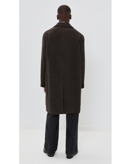 Wax London Black Magnus Double Breasted Overcoat for men