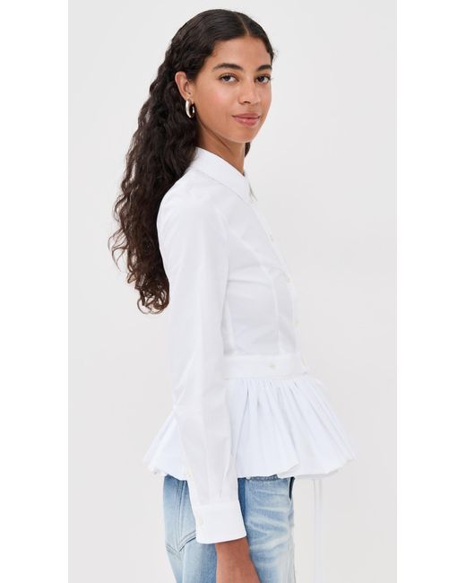 ROKH White Buttoned Peplum Shirt