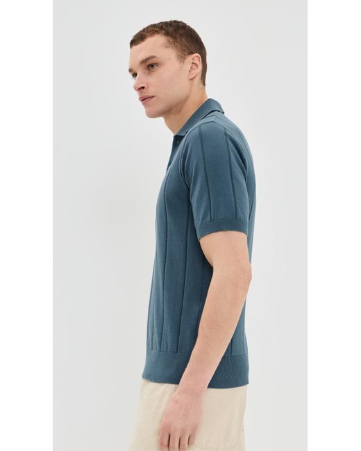 Far Afield Blue Jacobs Knit Polo for men