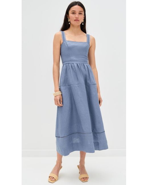 Reformation Blue Everett Linen Dress