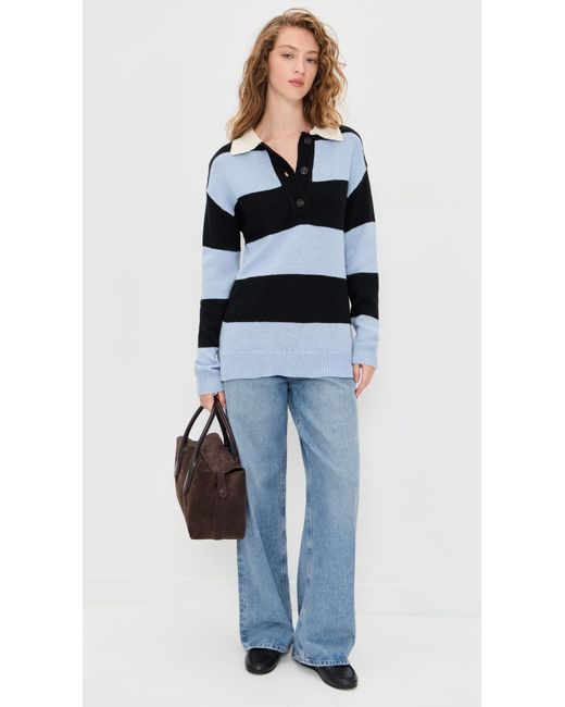 Moon River Black Striped Collar Pullover Sweater