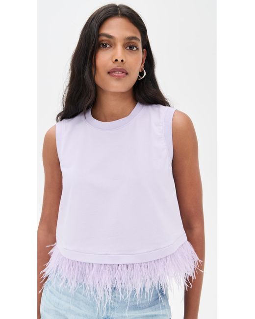 Cinq À Sept White Cropped Feather Tee