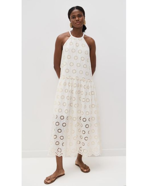 madewell white embroidered dress Madewell Embroidered Drop-Waist Maxi Dress in White