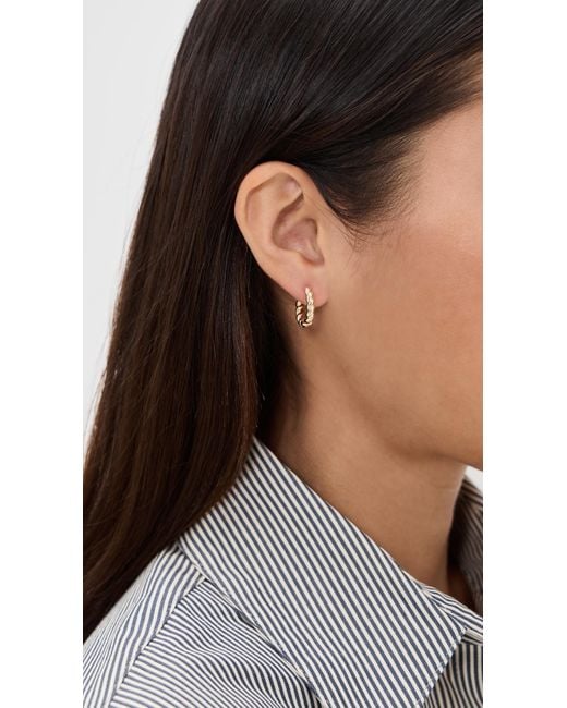 By Adina Eden Metallic Solid Twisted Huggie Earrings Combo Set