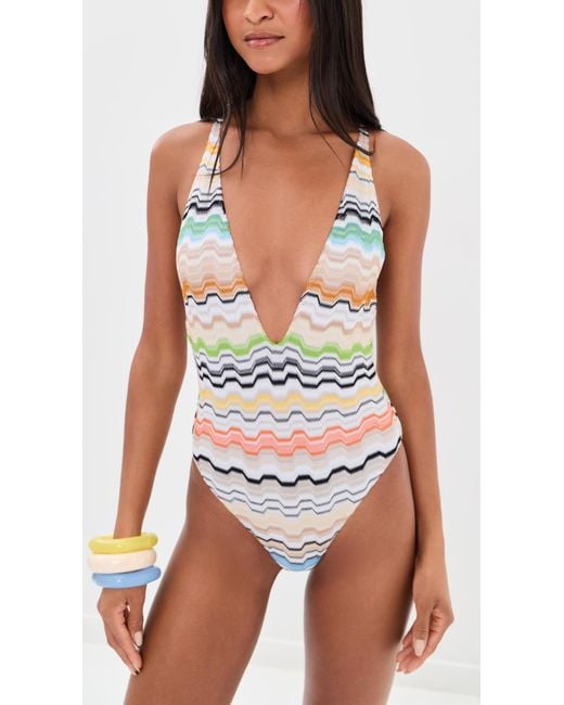 Missoni White Chevron Pattern One Piece