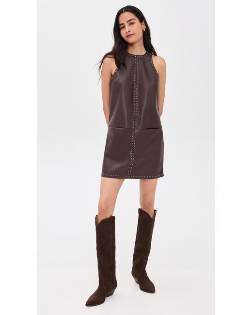 Saylor Damian Faux Leather Mini Dress in Brown | Lyst