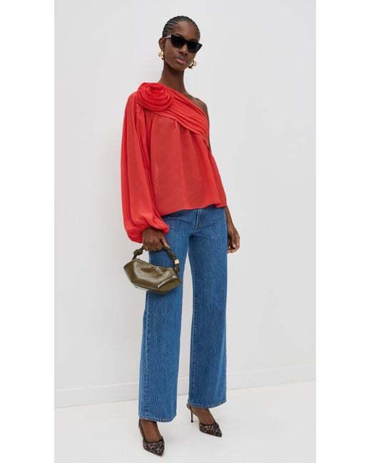 Farm Rio Red Rose One Shoulder Blouse