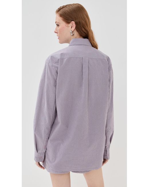 Tibi Purple Garment Dyed Seersucker Classic Shirt