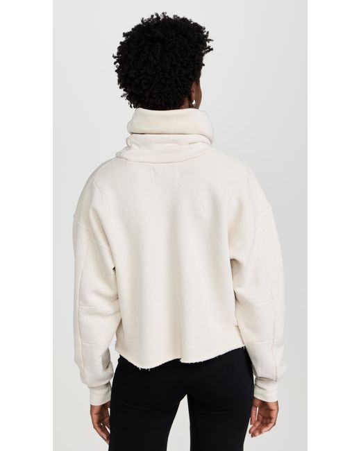 Les Tien White Corey Crop Cowl Neck Sweatshirt
