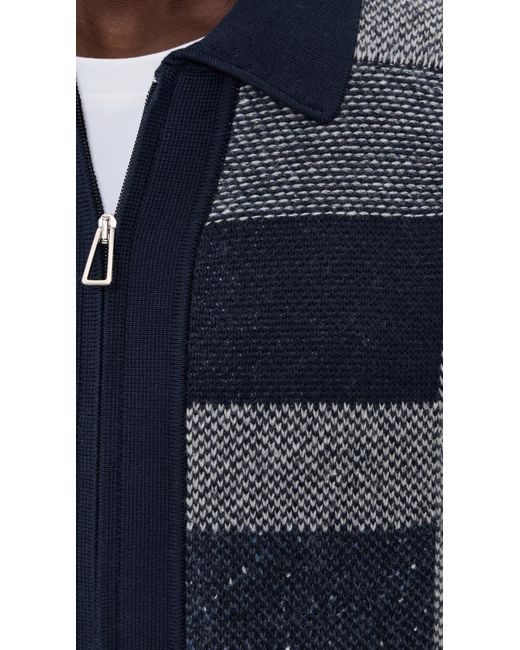 Paul Smith Blue Zip Patchwork Cardigan for men