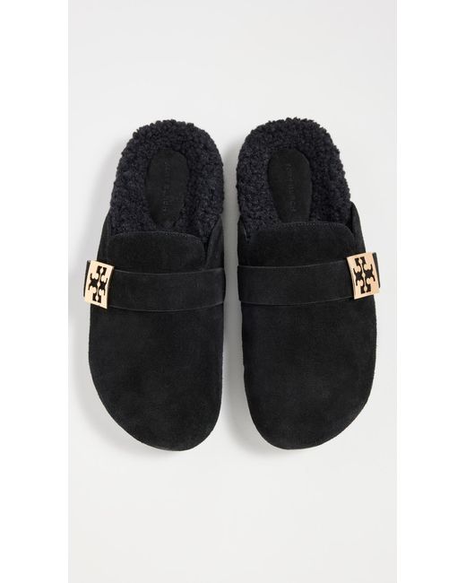 Tory Burch Black Mellow Shearling Mules