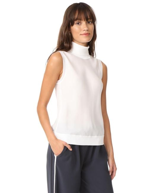 Theory Silk Bias Sleeveless Turtleneck in White Lyst