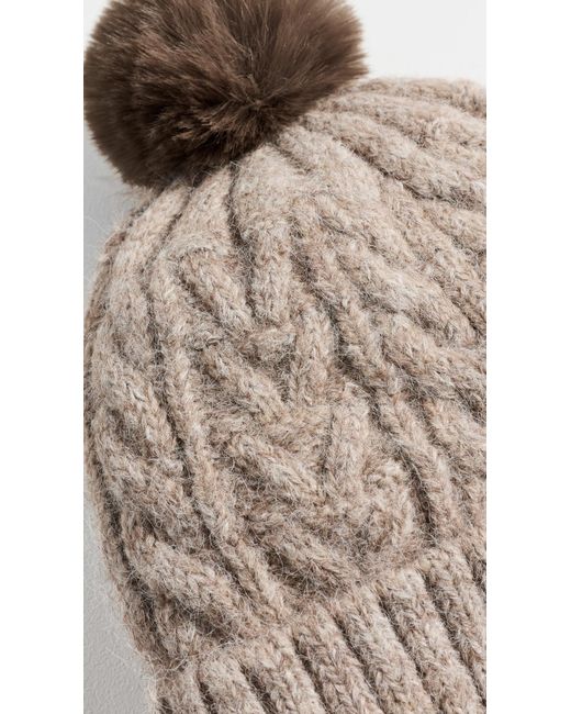 Hat Attack Natural Alpine Cable Beanie With Pom