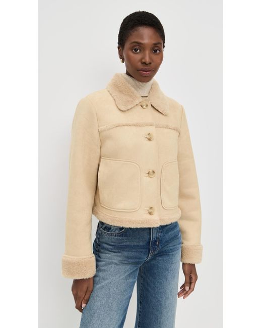 Le Jean Blue Astra Faux Suede Shearling Jacket