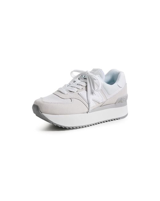 New Balance White 574+ Sneakers