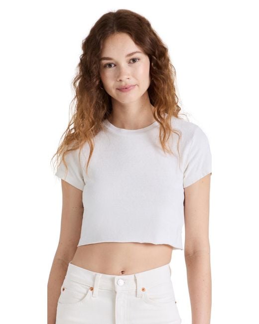 Re/done White Cropped 60S Slim Tee