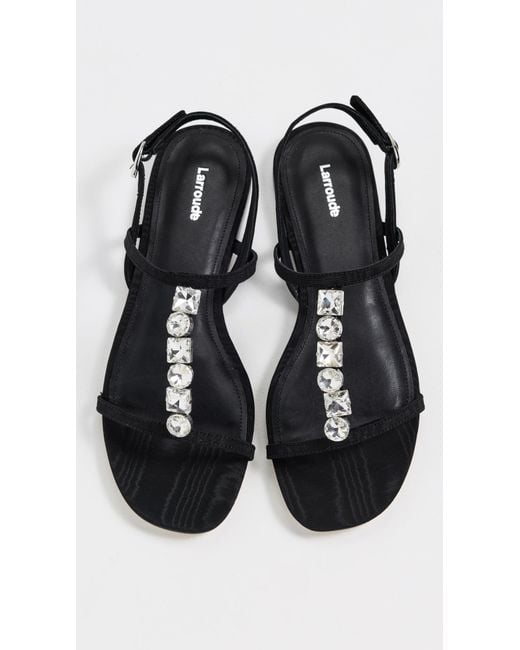 Larroude Black Calypso Flat Sandals