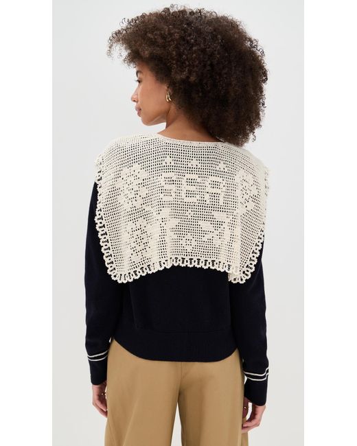 Sea Black Marie Knit Embroidery Cardigan
