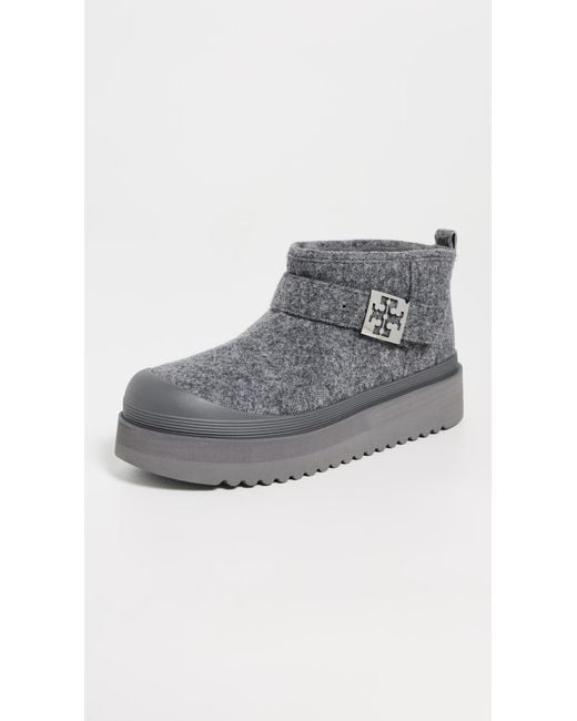 Tory Burch Gray Mellow Shearling Platform Boots