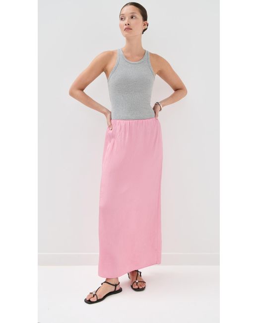 Tibi Pink Summer Acetate Crinkle Maxi Slip Skirt