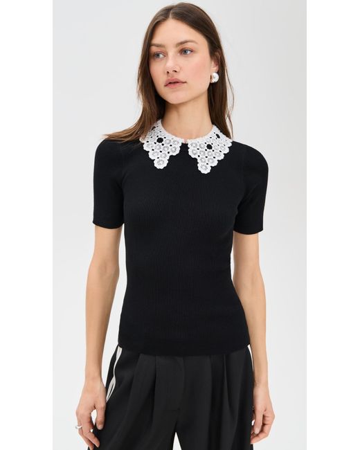 Essentiel Antwerp Black Halamo Top With Lace Collar