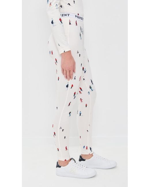 Perfect Moment White Printed Base Layer Legging