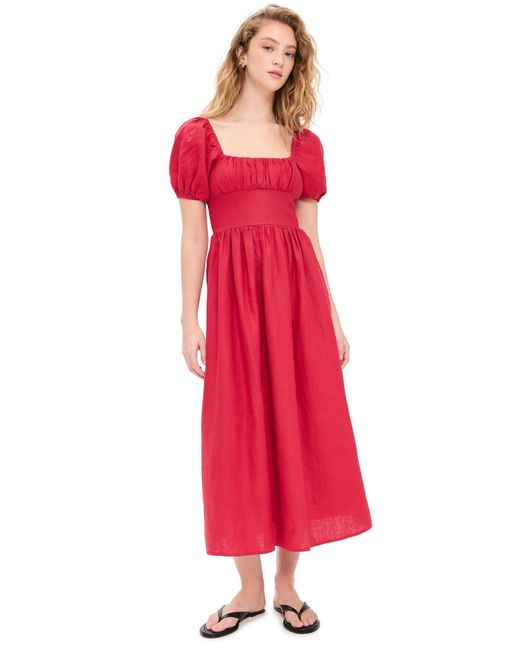 Faithfull The Brand Red Dalia Midi Dress
