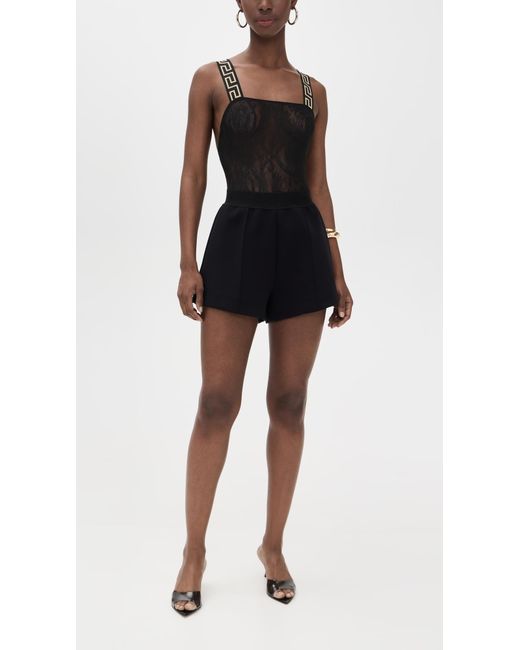 Versace Black Tulle Barocco Jacquard + Iconic Elastic Bodysuit