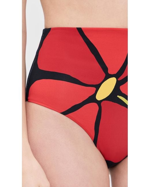 Cala De La Cruz Red Elisa Bikini Bottoms