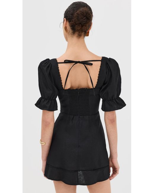 Reformation Black Evianna Linen Dress